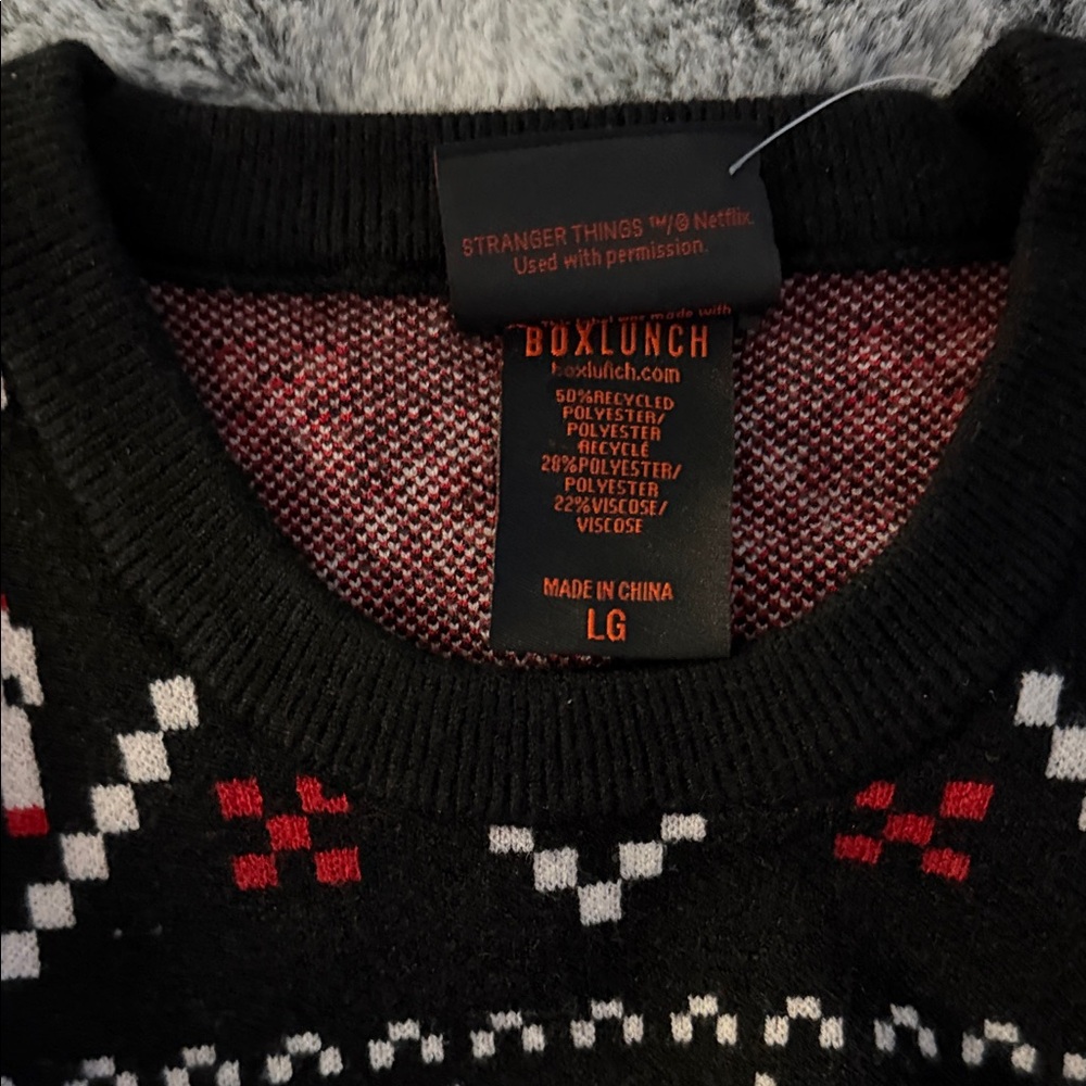 Stranger Things Black and Red Crewneck Sweater - Picture 3 of 3
